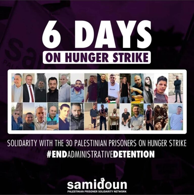 Growing solidarity with Palestinian prisoners on sixth day of hunger strike to #EndAdministrativeDetention