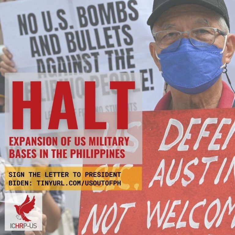 Sign the letter to President Joe Biden and Vice President Kamala Harris to stop the expansion of US military bases in the Philippines!